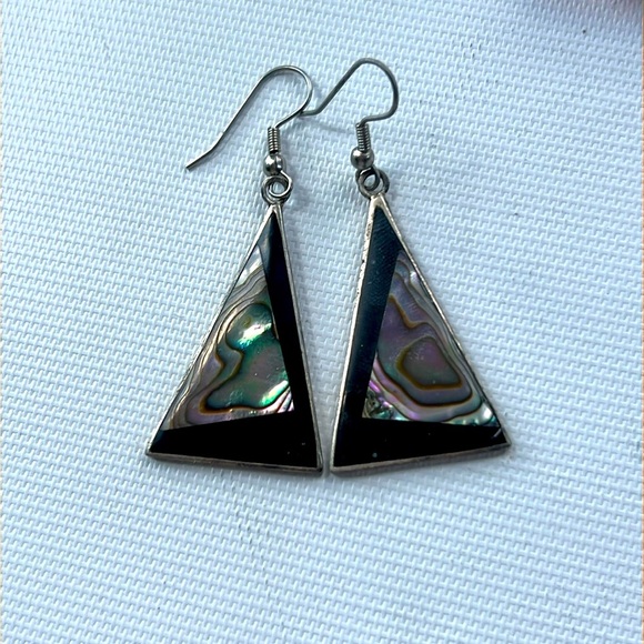 COPY - Vintage Alpaca Silver, Abalone & Mother of Pearl Night Sky Celestial Ear… - Picture 1 of 2